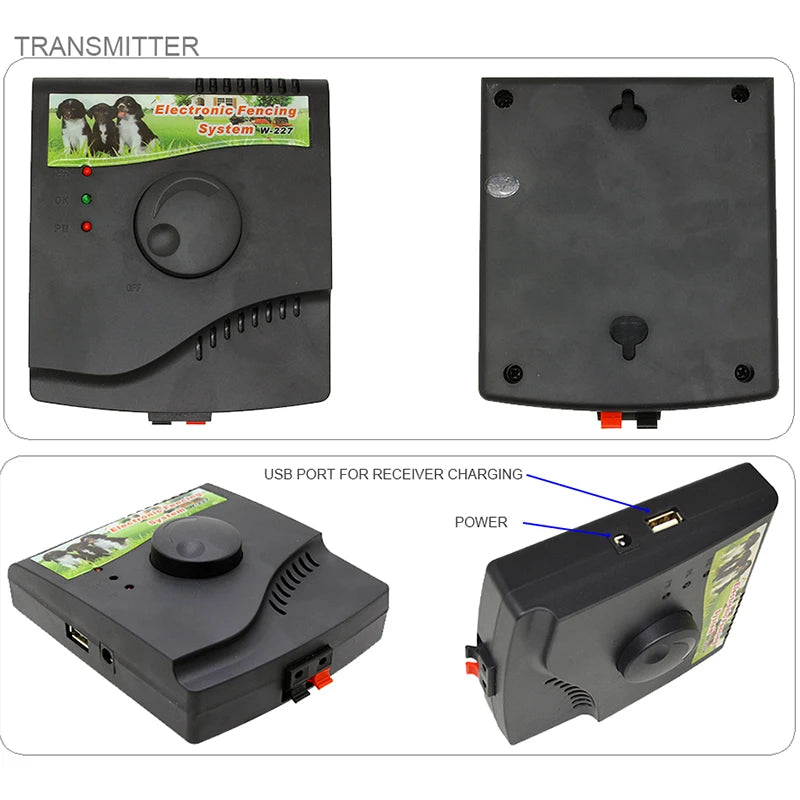 Pet Fence In-Ground Electric Dog Fence Rechargeable Electric Dog Training Collar Receivers Pet Containment System W-227B for Dog